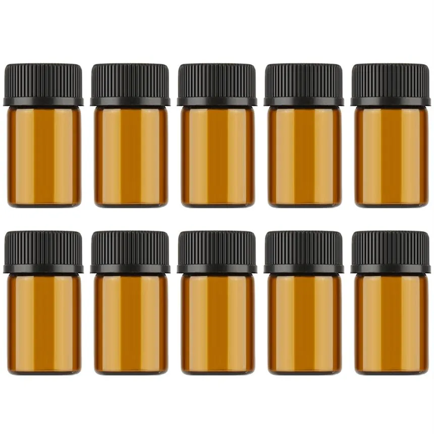 1ml 2ml 3ml mini amber glass assent quengents قابلة لإعادة التعبئة زجاجة زجاجة بنية قوارير مع CAP171F