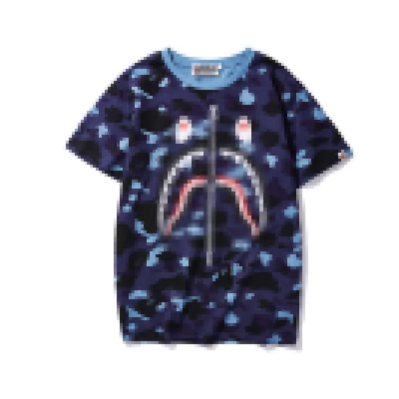 Bape blue camo shark on sale tee