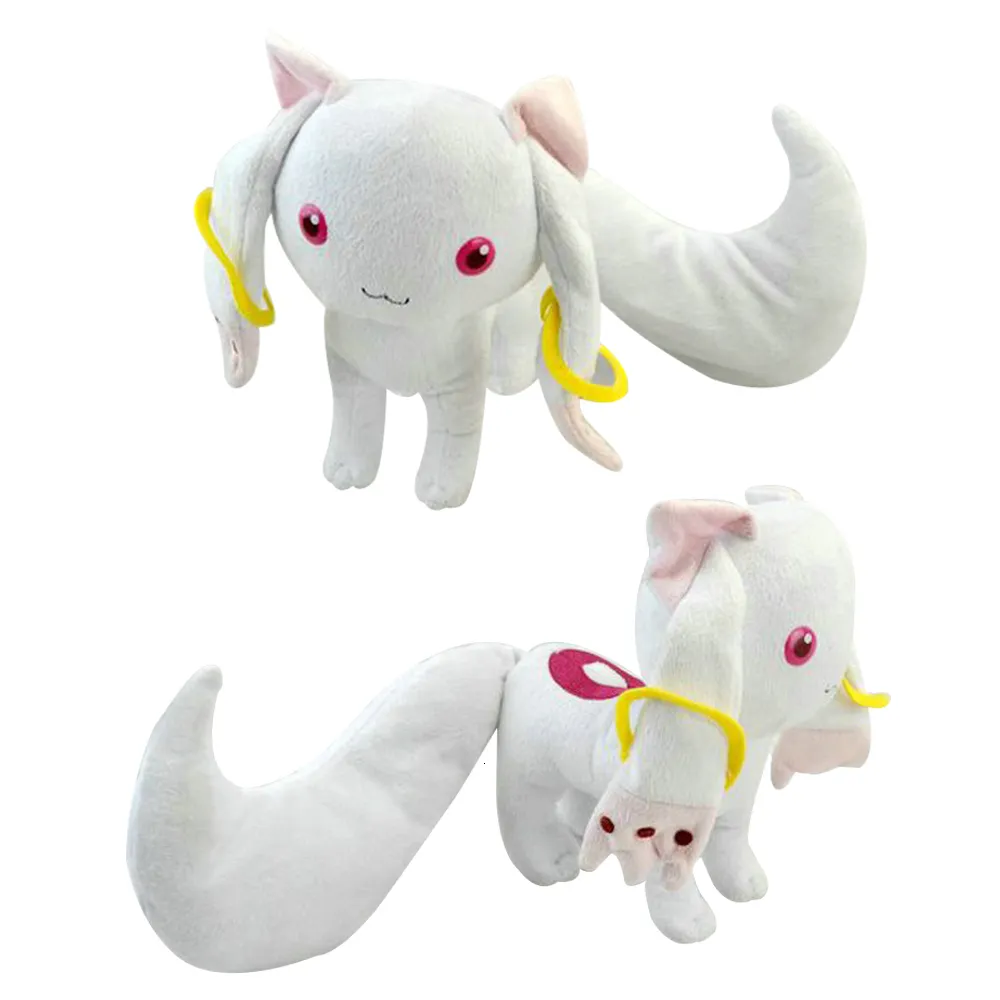 Фаршированные плюшевые животные 23 см. Magi Madoka Magica Magic Magic Kyubey Plush Toy Qbay Cat мягкая кукла Девочки для девочек на день рождения рождественский подарок для детей 230726