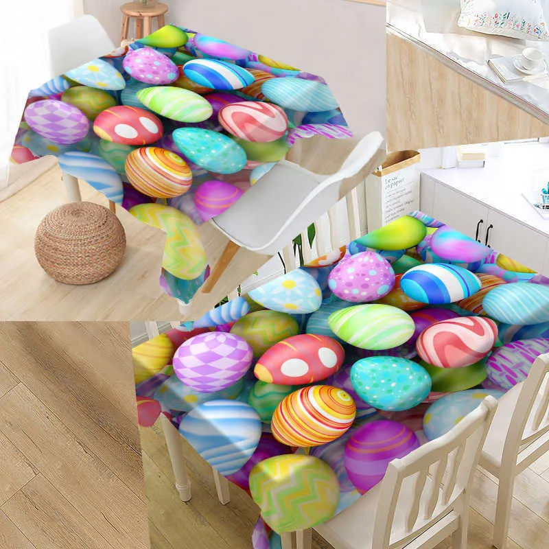 Nappeurs de Pâques à table 3d décor de cuisine imprimées couverture de table rectangulaire Party décor de la maison des nappes résistantes aux taches