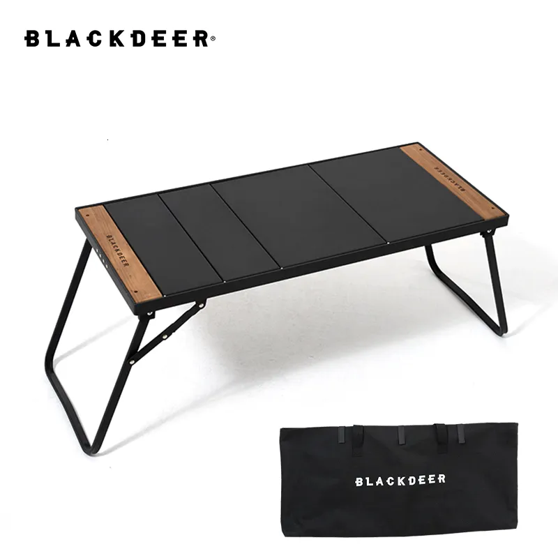 Lägermöbler Blackdeer Camping Folding Aluminium Alloy IGT Table Multifunktionell bärbar BBQ Grill Wood Outdoor Picnic Fishing 230726