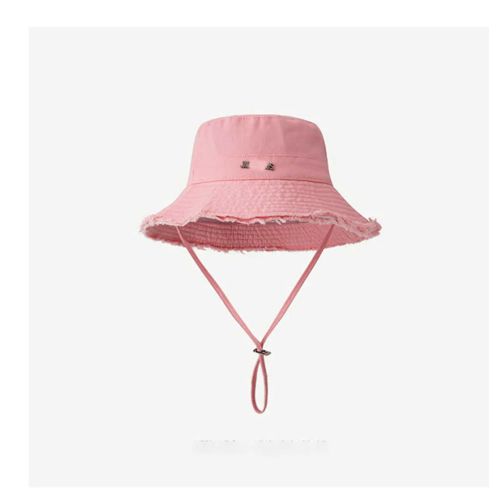 Designer Jacquemes Hat 2023 Ny ins fransfiskare för kvinnors vår och sommarutflykter Sunshade för koreanskt modepar rosa potten