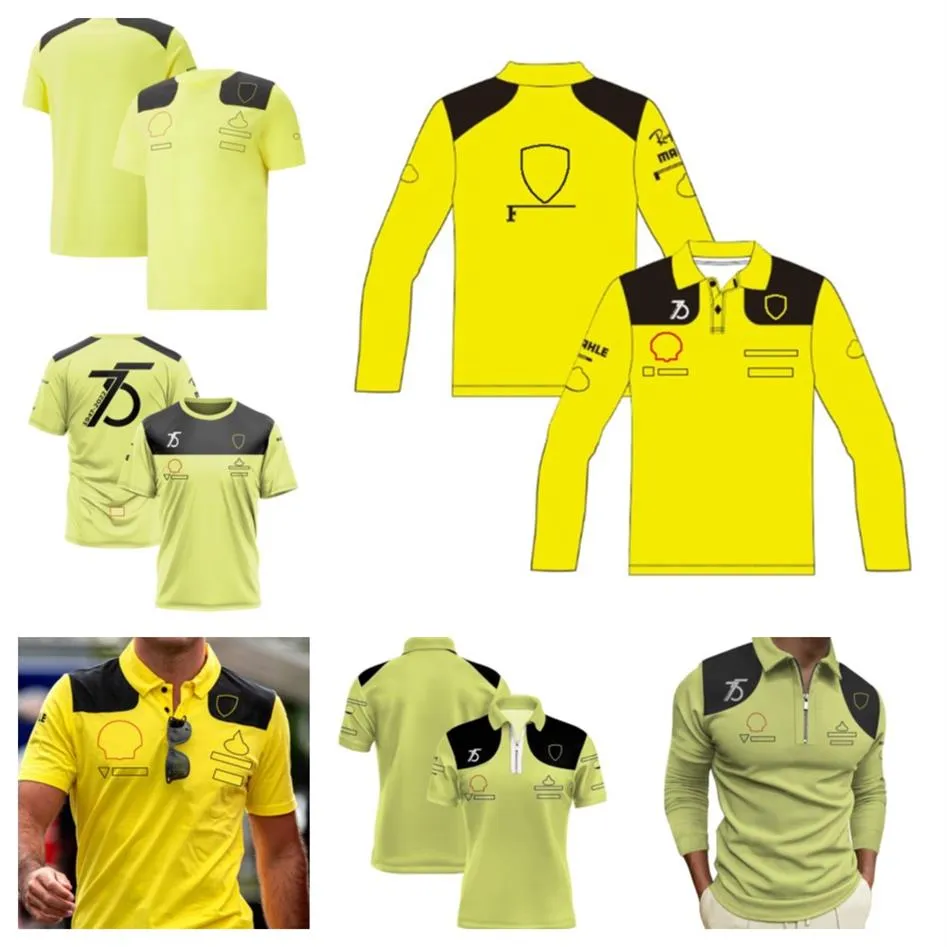 F1 Racing Suit Nowa drużyna T-shirt z krótkim rękawem Męskie Yellow Lapel Polo Shirt263a