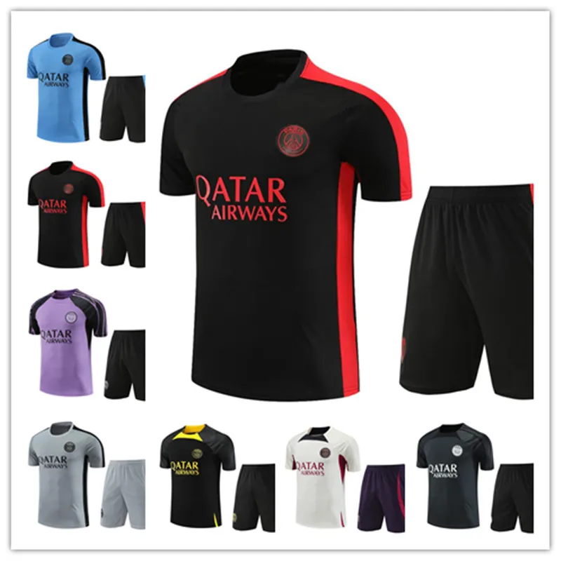 PSGs trainingspak Voetbalshirts 2023 24 Parijs Sportkleding trainingspak voor kinderen Pak met korte mouwen Voetbaltenue uniform Chandal 2023 heren sweaterset