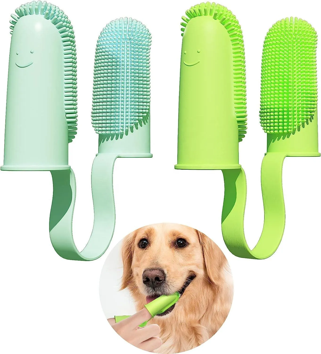 Pet Finger Toothbrush for Dog Teeth Cleaning Double Finger Toothbrush Kit for Dog Soft Dental Care Cat Toothbrush With Fine Soft Bristles for Small & Large Pet