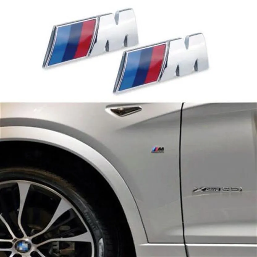 20pcs / lot Premium M-SPORT pour BMW Car Chrome Emblem Wing Badge Logo Autocollant 45mm3137