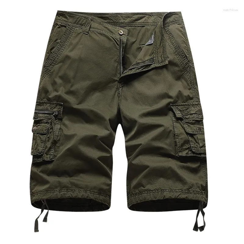 Pantaloncini da uomo Cargo Men Pantaloni militari tattici Homme Multi-tasche Pantaloni corti da palestra in cotone tinta unita