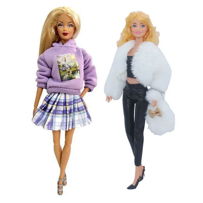 Blusa Vestido P/ Boneca Barbie Sapatos Roupa Inverno Fashion