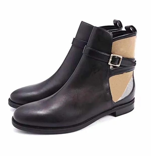 Designer-Stiefel, Luxus-Stiefel, Damenstiefel, mattes Leder, braun, Knöchelmarke, Multi-Schwarz, mittlerer Absatz, flacher Absatz, Lederstiefel, Outdoor, Herbst und Winter, Größen 35–41