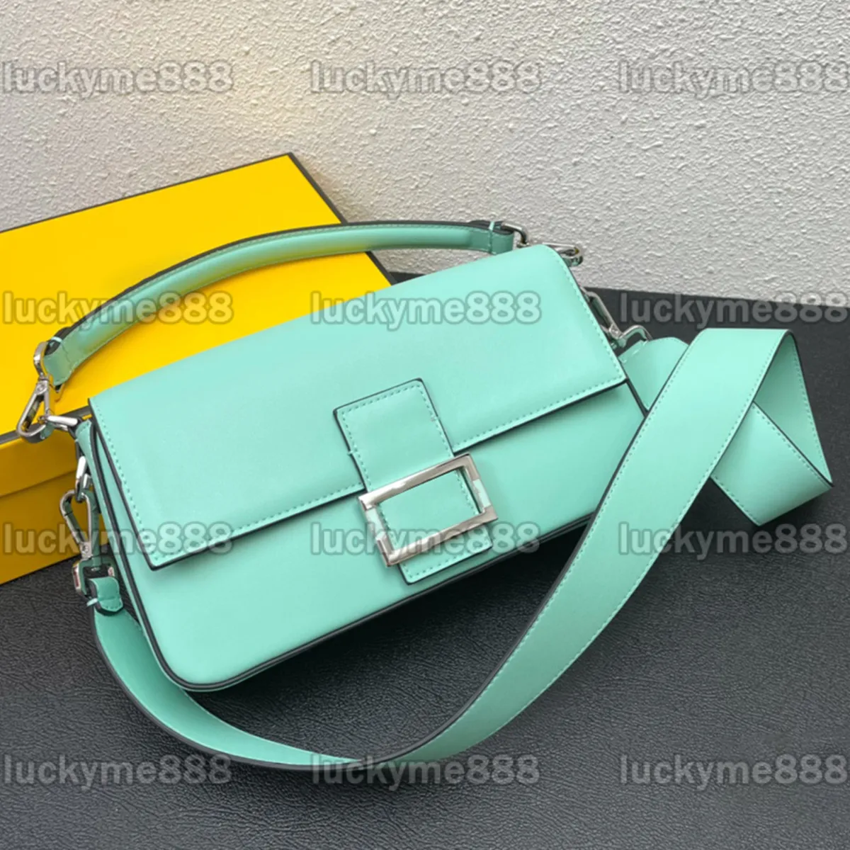 10A зеркало качество дизайнеры Tiffany Blue Baguette Bag 26 см женского кожа