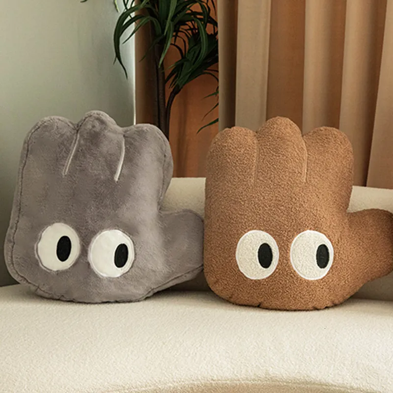 Plush Pillows Cushions Figer Hand Shape Throw Pillow Funny Big Eyes Face Hands Big Hug Massage for Boy Office Decor Cushion for Girl Bed TV Wasit