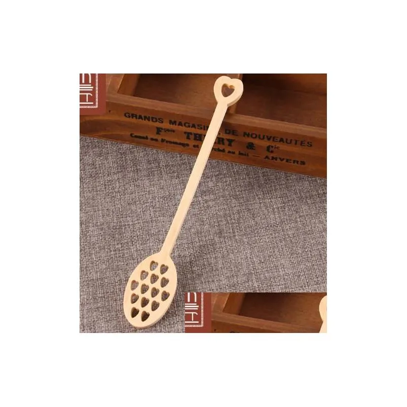 Spoons Wood Honey Dipper Stick Cute Heart Shape Server Stirrer Long Handled Mixing Bar Kitchen Gadgets Kd1 Drop Delivery Home Garden D Dh5Cx