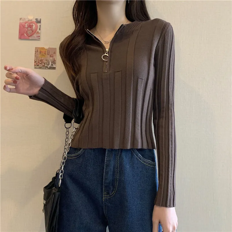 Women's Sweaters Woman Pullover Autumn Leisure Loose Zip Top Sweater Femme Chandails 230727