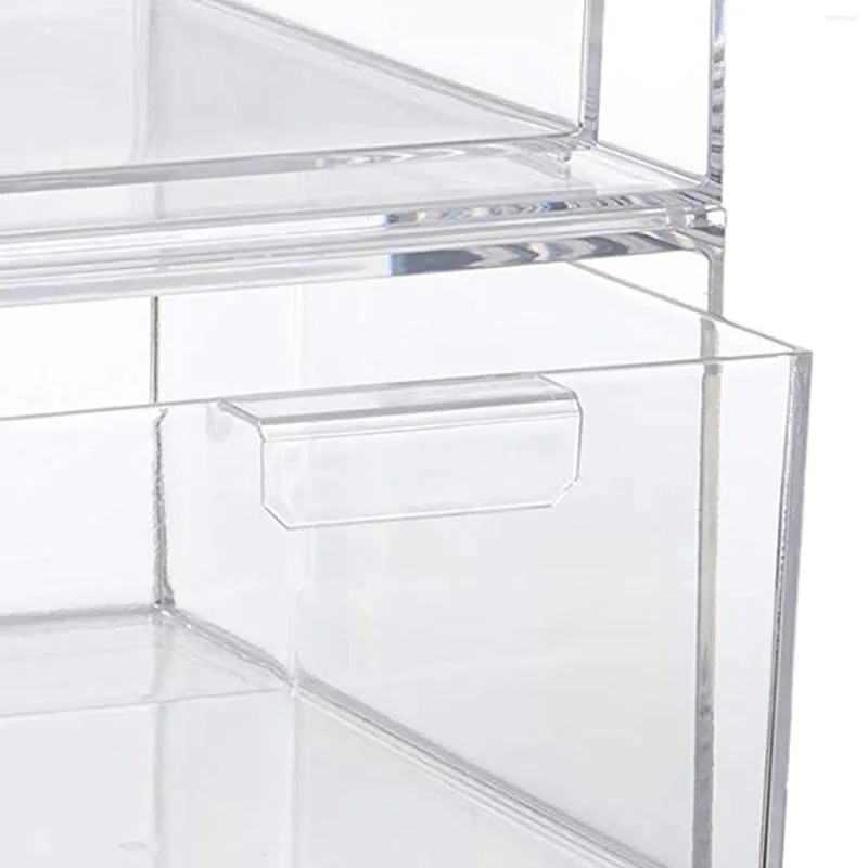 Depolama Kutuları 2 Parça İstiflenebilir Kozmetik Ekran Kılıfı Masa Masası Temiz Kutu Organizatör Çekmece Rujlar Tırnak Malzemeleri Kozmetik