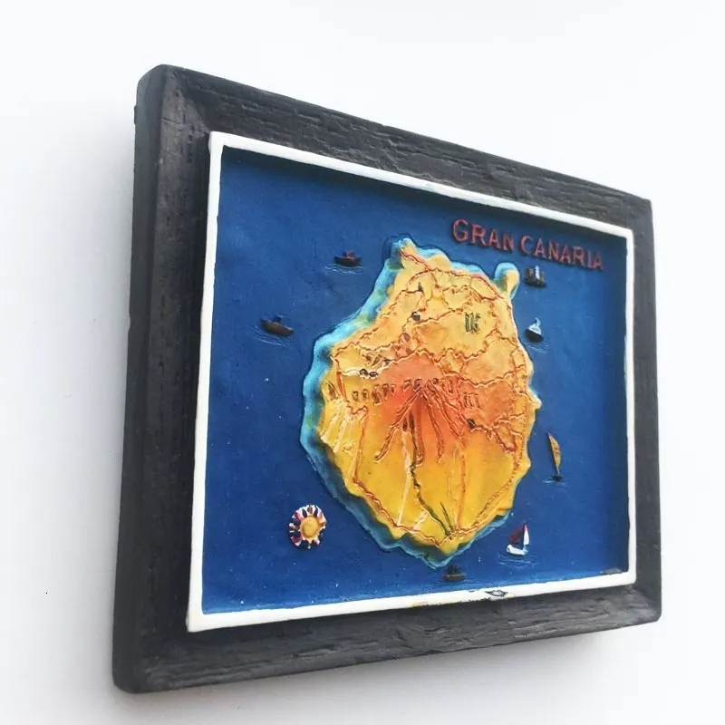 Aimant Réfrigérateur 3D Lanzarote – Îles Canaries – Espagne – Souvenir Voyage – Peint Main – Résine