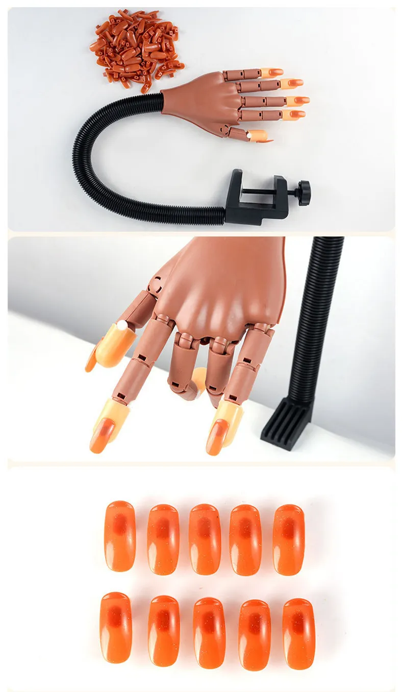 PVC Manicure Training Display Hands Model Pro Nail Art Design Hand Models  Soft Flexible Bendable Reusable Salon Artists Use