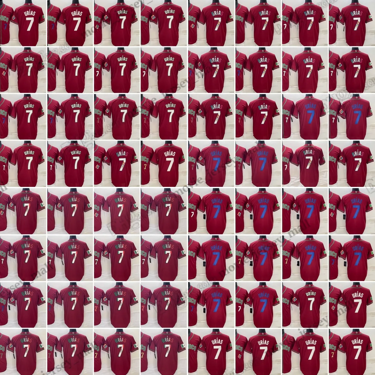 7 Julio Urias 2023 Maglie da baseball Coppa del mondo Abbinamento colori Camicie cucite rosse Taglia uomo S - XXXL