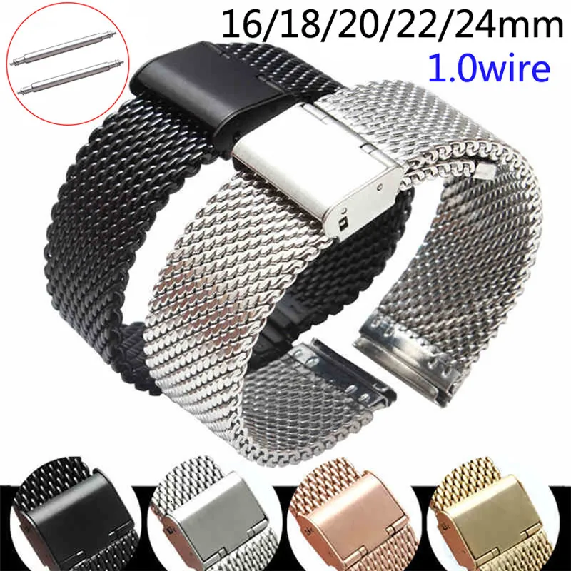 Watch Pasme zastępcze pasek 16 mm 18 mm 20 mm 22 mm 24 mm 24 mm ze stali nierdzewnej ML Pętla Meshed Breake Bransoletka Bransoletka Pins 230727