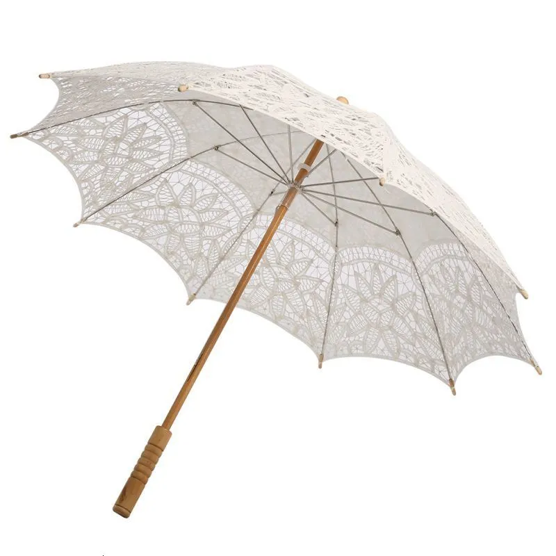 Parapluies Ivoire Dentelle Parapluies Pur Coton Broderie Blanc Princesse Parapluies pour Mariages Europe Style Mariage Dentelle Mariée Parapluie 230727