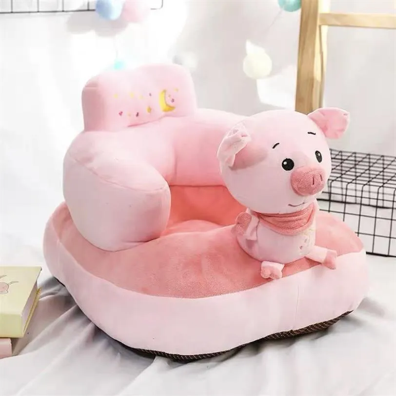 Chaise de soutien de canapé bébé avec ceinture de sécurité animaux de dessin animé doux sûr et confortable chaise assise coussin d'apprentissage sièges pour 3-24 mois291T