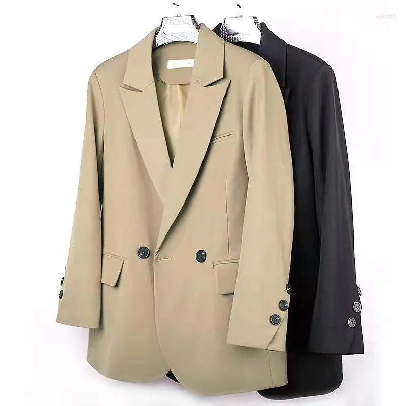 Chaquetas de mujer Traje pequeño Abrigo de mujer Primavera y otoño Corea Japón Tendencia Color sólido Casual Top Corto Fit Doble botonadura Manga larga