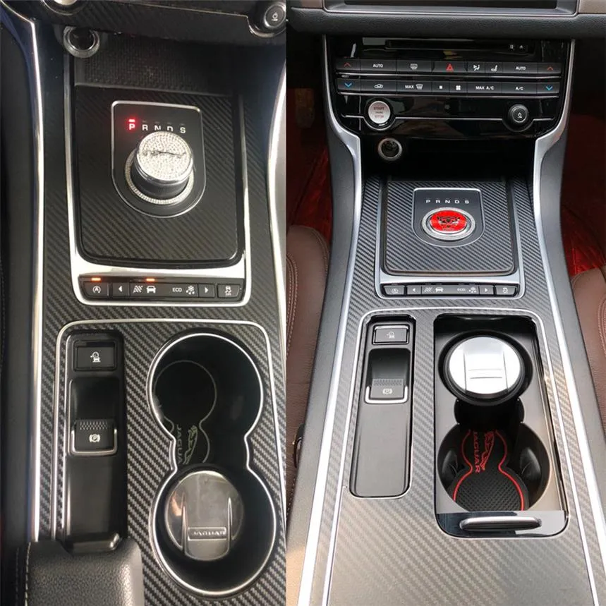 Per Jaguar XE XFL F-PACE 2016-19Pannello di controllo centrale interno Maniglia per porta Adesivi in fibra di carbonio Decalcomanie Car styling vinile tagliato171Z