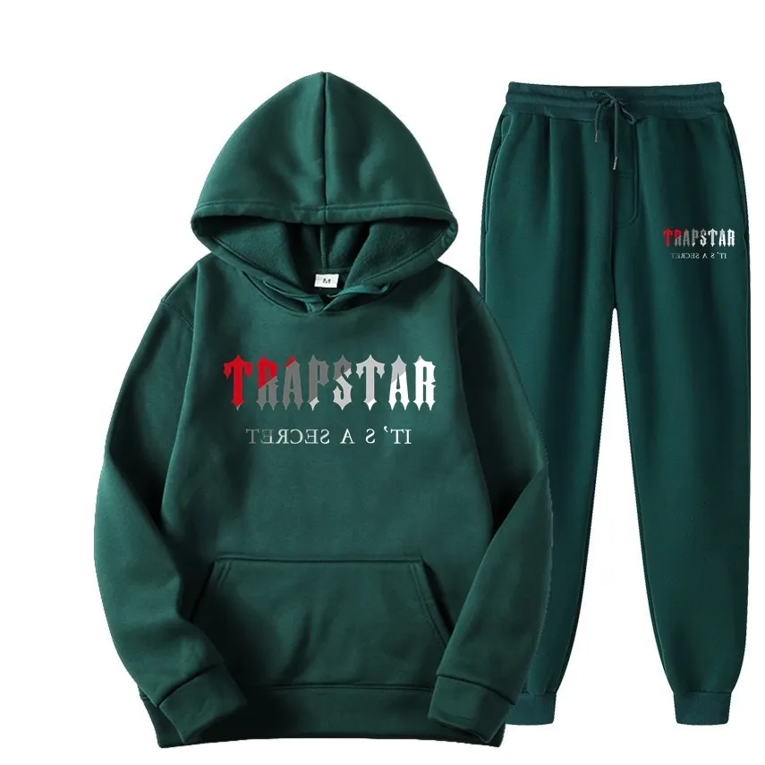 Men s Tracksuits Trapstar Sweatshirt Brand Print 15 Kinds of Warm Twopiece Loose Hoodjogging Pants Set 230727