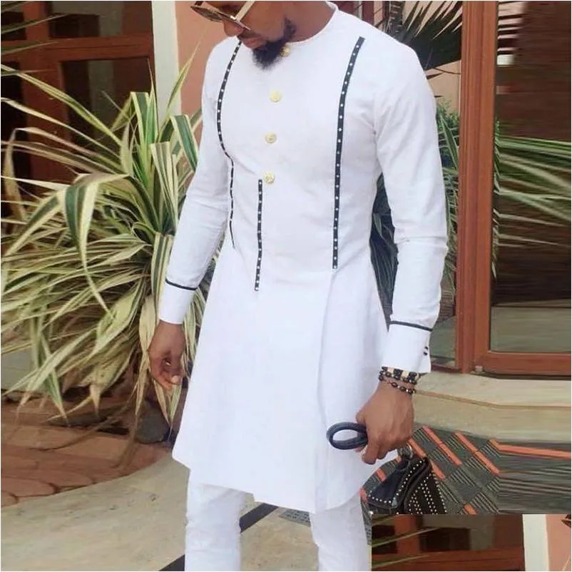 Ethnic Clothing Men African Dashiki Bazin T-Shirt Clothes Print Long Sleeve Tee Tops Muslim Fashion Traditional Islamic Thobe Male M Dhal0