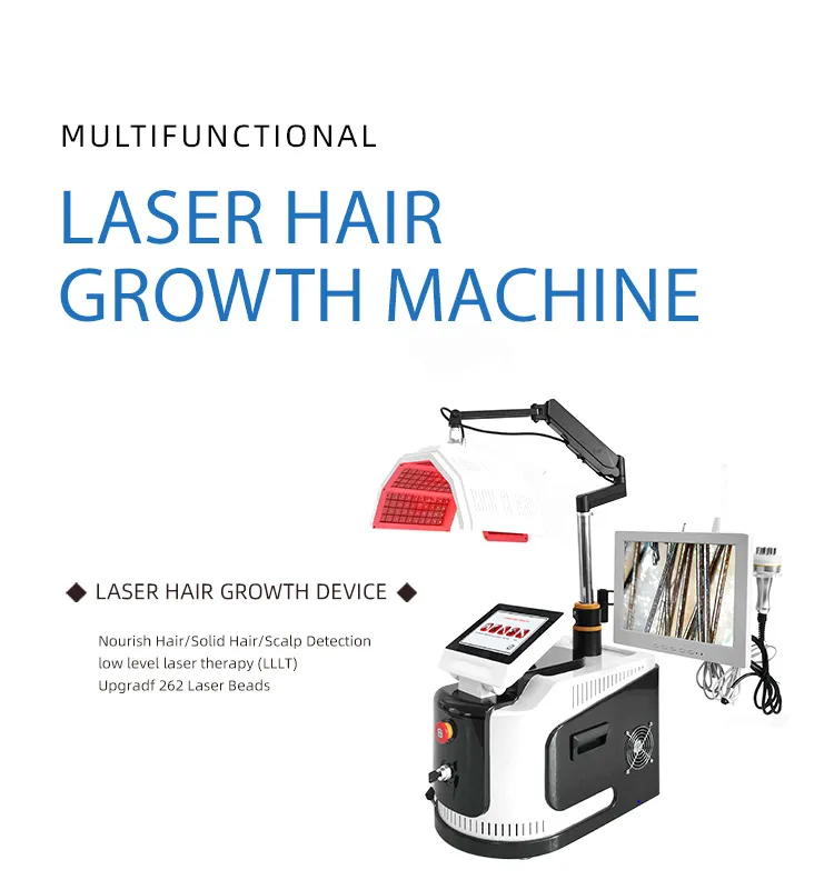 Najnowszy wielofunkcyjny dioda laserowa Włosy Wzrost Maszyna włosów zabieg włosów 650 nm terapia odrastania włosów przeciw hair usuwanie włosów Analizator wyposażenia salonu piękności
