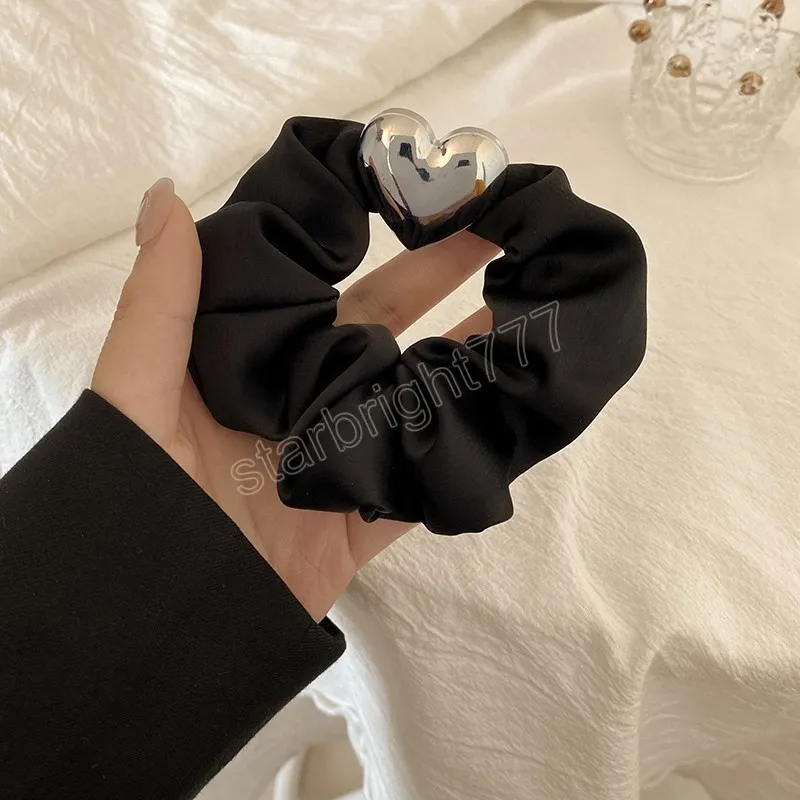 Scrunchies ragazze Fasce capelli in metallo dorato Cravatte capelli Donna Eleganti elastici elastici Love Accessori capelli