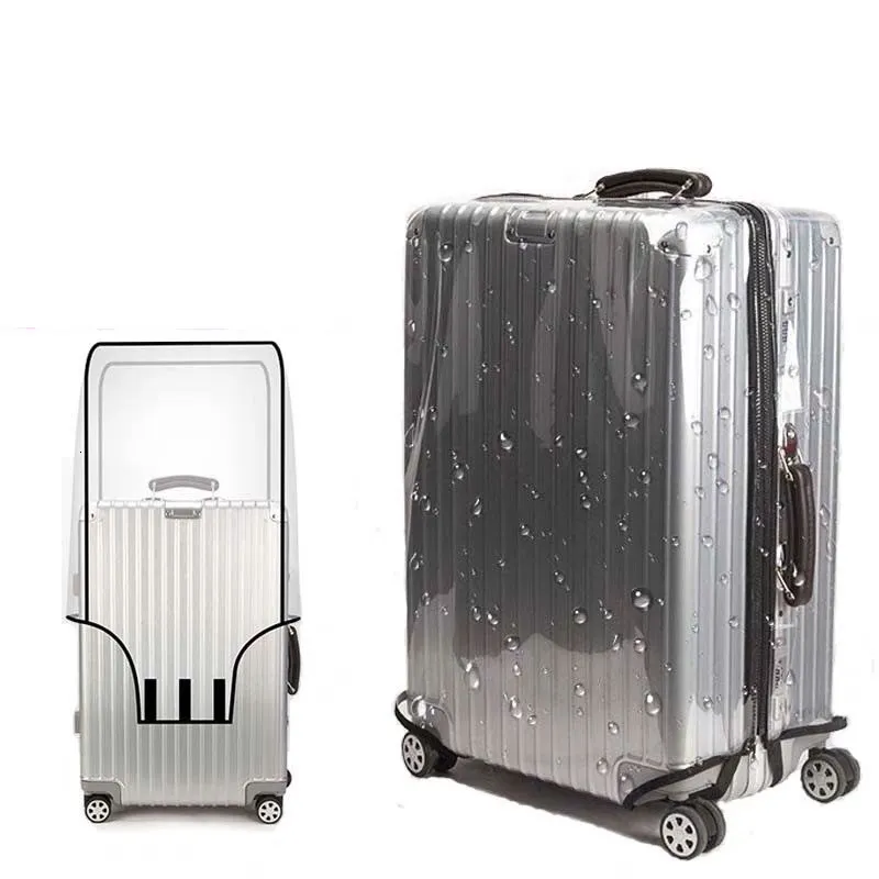 Väskdelar Tillbehör Transparent PVC Bagage Cover Waterproof Trolley Resväska Dammskydd Dammtät resetillbehör 230726