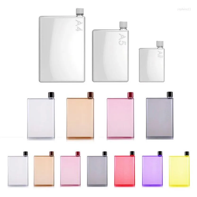 Bouteilles d'eau Creative A5 A6 420ml 380ml Rectangle Bouteille En Plein Air Portable Plat En Plastique Potable D'été Cool Drinkware338O