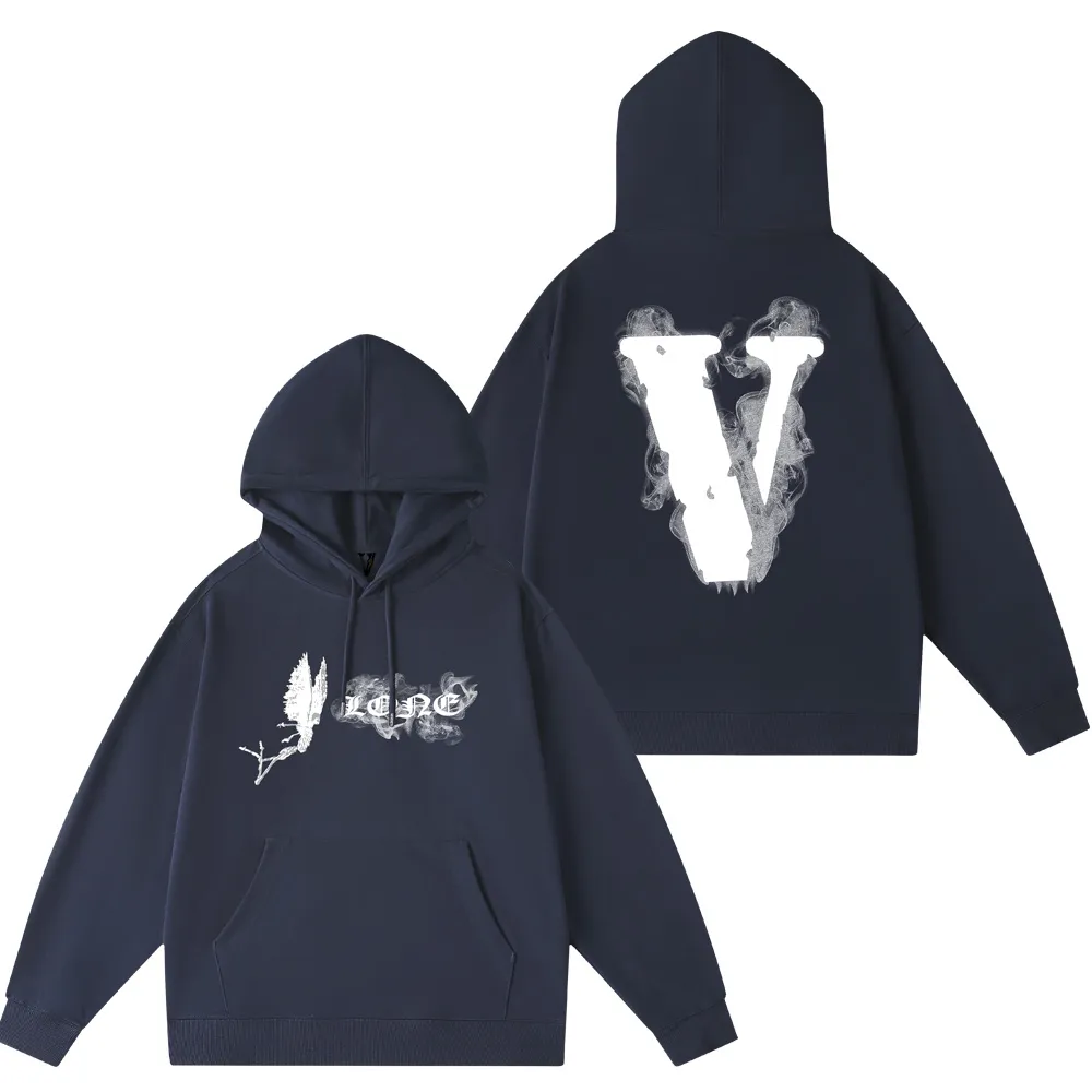 Vlone Pop Smoke Designer-Hoodie für Herren, Designer-Hoodies für Herren und Damen, hochwertige Hip-Hop-T-Shirts, kurzärmlige T-Shirts mit Schlangenmuster, Top-Pullover mit Tasche, durchgehender Reißverschluss für Damen