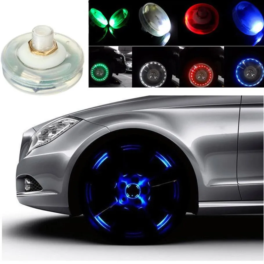 2 pièces décor lampe vannes Auto accessoire voiture moto roue lumière bouchons d'air voiture-style pneu Valve bouchons énergie solaire LED Light290D