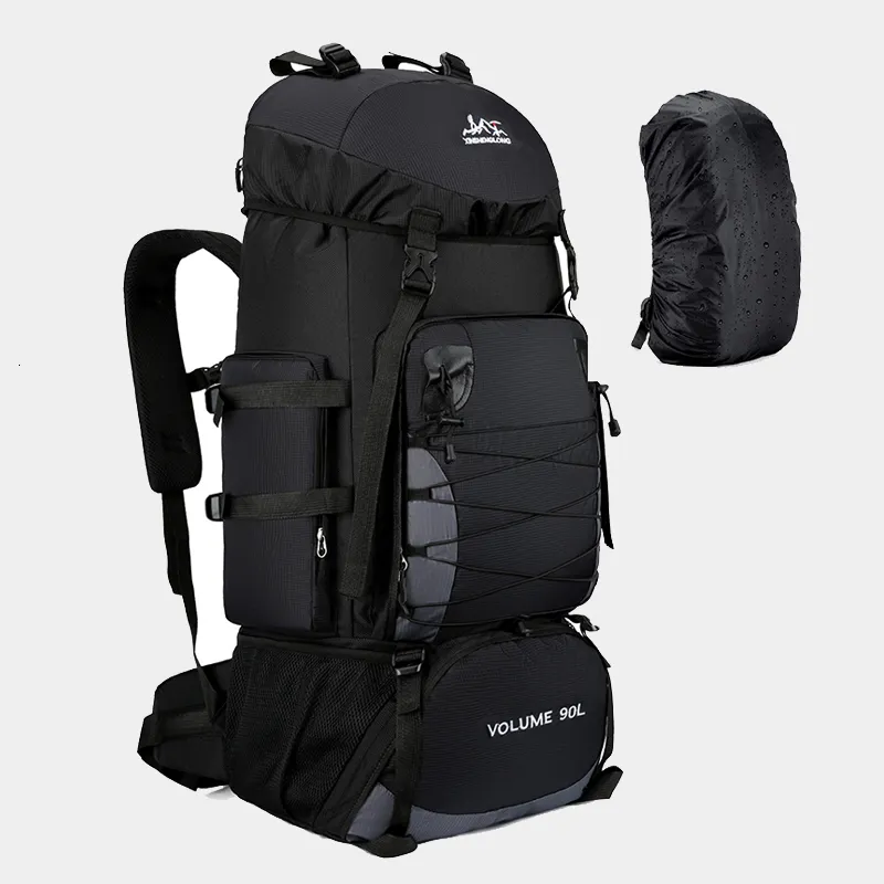 屋外バッグ80L 90L大型キャンプバックパックトラベルバッグメンズ荷物ハイキングショルダークライミングトレッキング男性230726