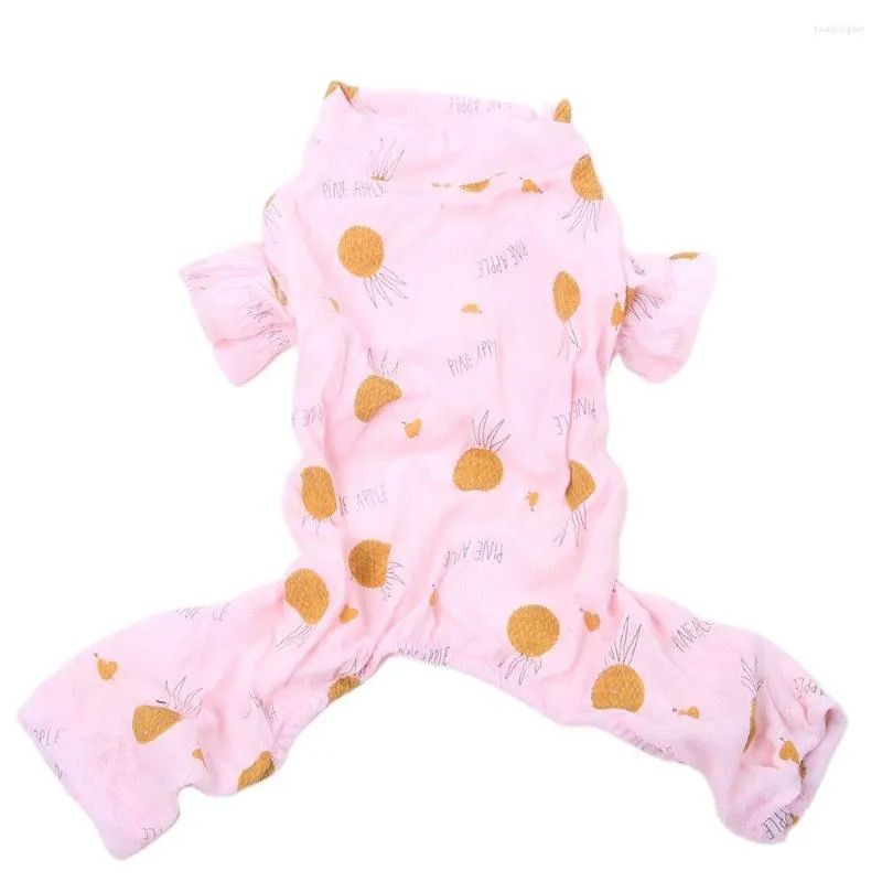 Hundkläder husdjur mjuka pyjamas jumpsuit ananas design katt valp sömnkläder nattluckkläder