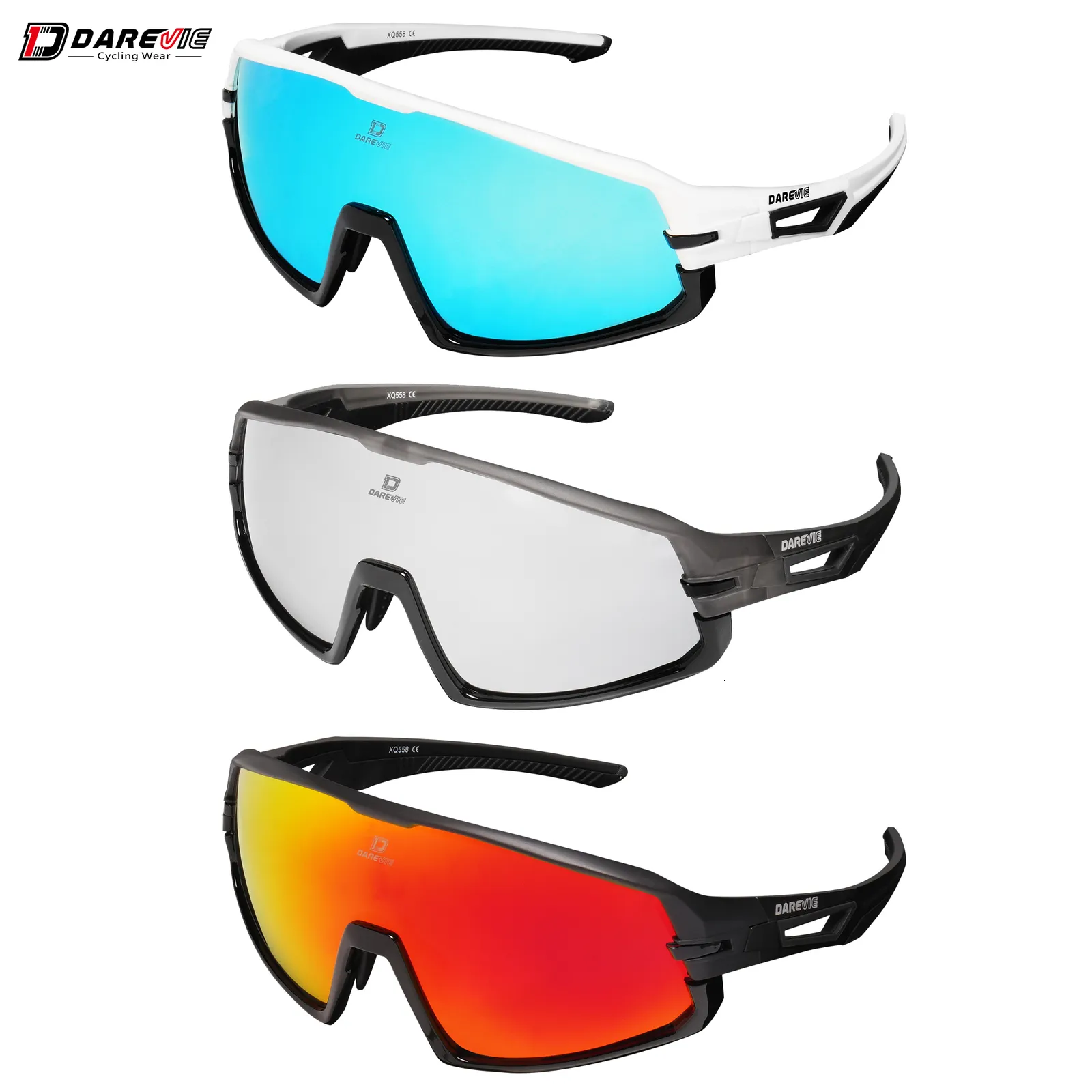 Outdoor-Brillen DAREVIE Fahrradbrille Polarisierte UVA400 Fahrradbrille Wechselgläser TR90 Brille Pochrome Herren-Sonnenbrille Outdoor-Sport 230727