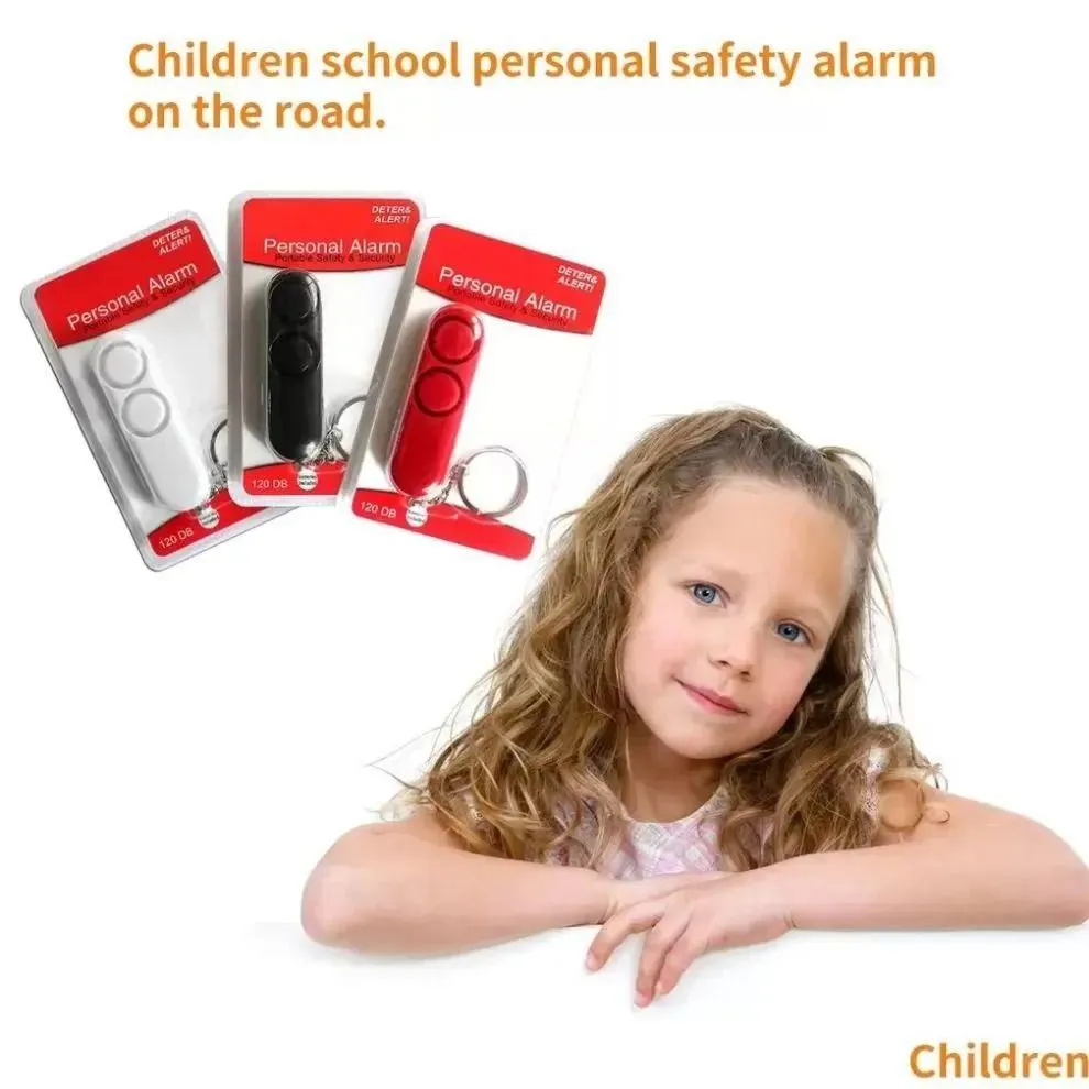 Party Favor Self Defense Alarm 120dB Security Protect Alert Scream Houd Emergency Keychain Personlig säkerhet för barn Äldste Girl Drop D Dhusl