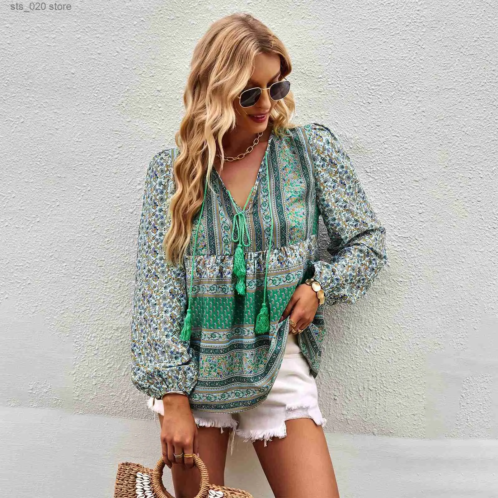 Bohemian style women's shirts sales