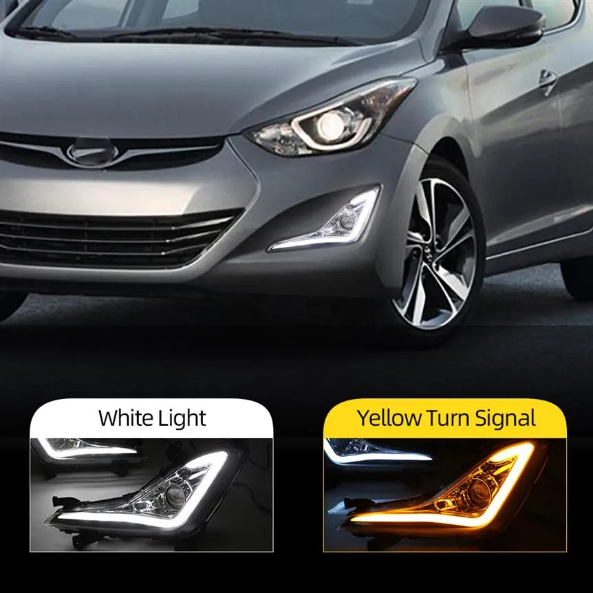 2pcs для Hyundai Elantra Avante 2014 2015 Светодиодный DRL DRL Daytime Hunlight Light Light Light Light Lamp Rame Fog Light218p