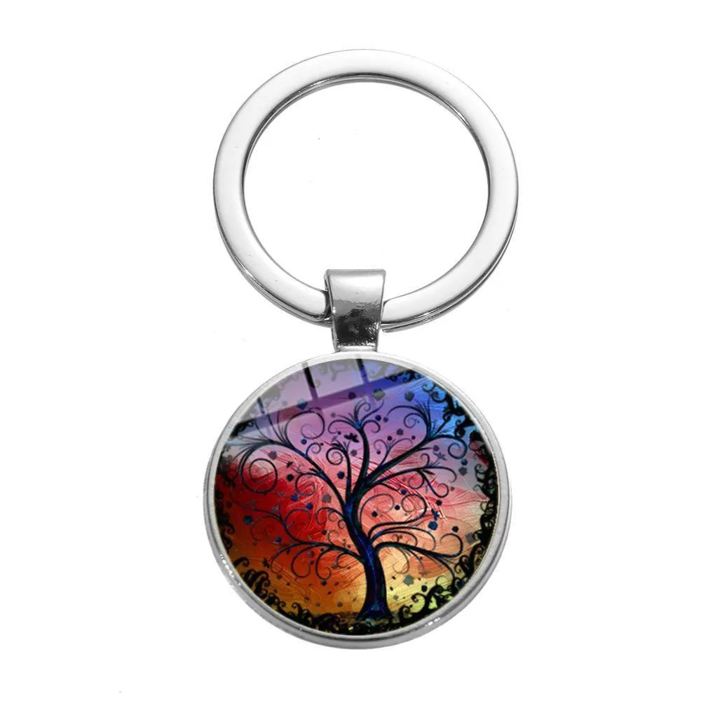 Keychains Lanyards Tree of Life Keychain Hearts Art Picture Handgjorda Glass Key Chain Romantic Gift Charm Purse Bag Accessories Drop DH9BV