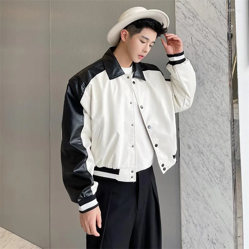 Vestes pour hommes 2023 automne veste décontractée mode coréenne revers court manteau décoration corps haute qualité Hip Hop hommes