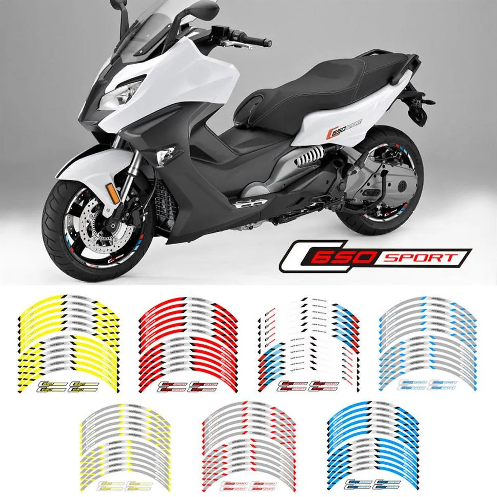New high quality 12 Pcs Fit Motorcycle Wheel Sticker stripe Reflective Rim For BMW C650 sport205w
