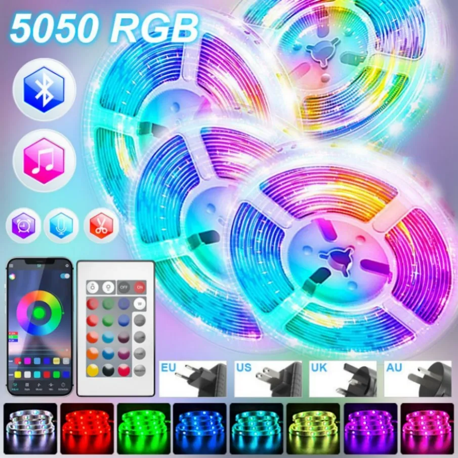 5050 LEDストリップライトBluetooth USB SMD 5V RGB LEDランプリボンルーム装飾用の柔軟なライトバックライトダイオードテープ