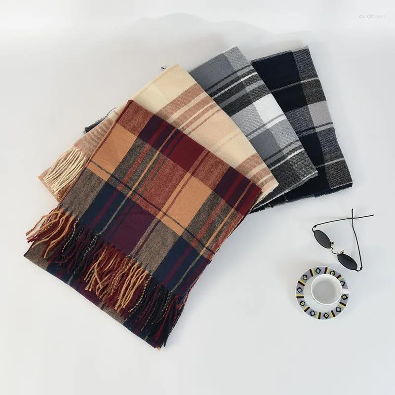 Scarves Free Freight Autumn And Winter Checkerboard Scarf Women's Classic Imitation Cashmere Long Cape Warm Cold Bib Type Wraps