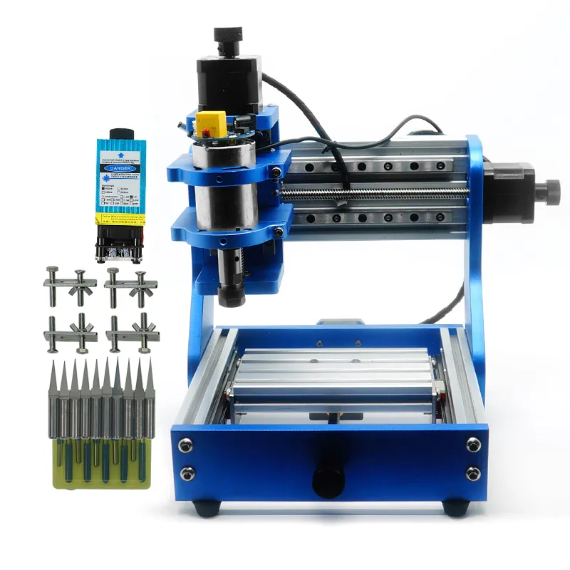 Pacco assemblato guida quadrata mini router CNC LY 1310 PRO full metal frame desktop incisione laser fai da te mini Pcb fresatrice per intaglio del legno