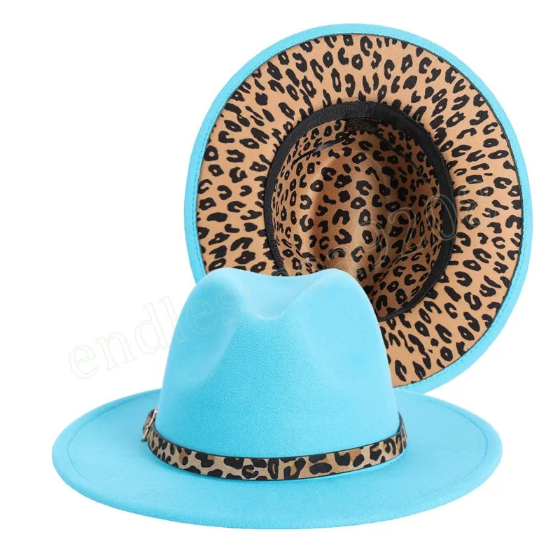 Внешнее озеро синее внутреннее леопардовое шляпы с поясной пряжкой весенняя осенние женщины Мужчины Панама почувствовала шляпу для вечеринки для заглушки