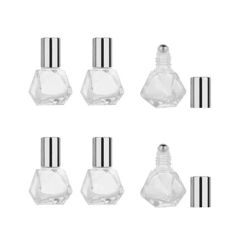 Bouteilles d'emballage 8Ml Bouteille de rouleau en verre transparent de voyage rechargeable Huile essentielle vide par rouleau sur flacon de récipient cosmétique polygonal Otcuv