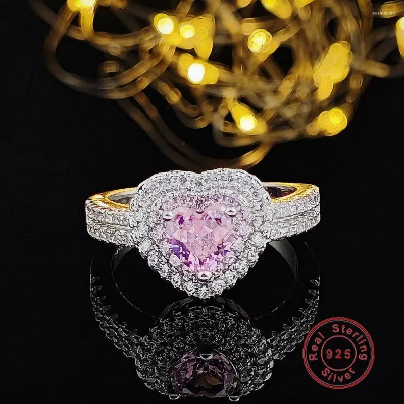 Anelli a grappolo 2023 Trendy Heart S925 Sterling Silver Bride Ring Set per Women Lady Anniversary Gift Gioielli all'ingrosso