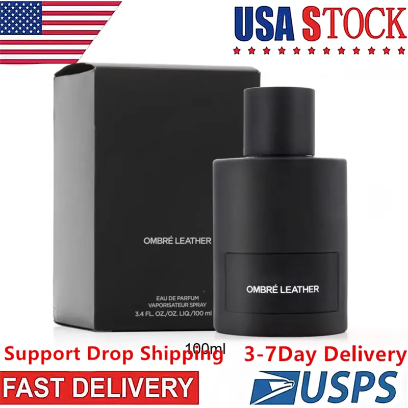 3-7 gün içinde ABD'ye ücretsiz gönderim erkekler ombre deri parfüm siyah parfüm yüksek kaliteli kalıcı koku sprey 100ml